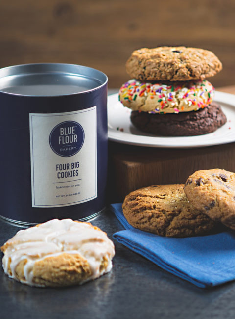 4 BIG Cookies Canister Blue Flour Bakery
