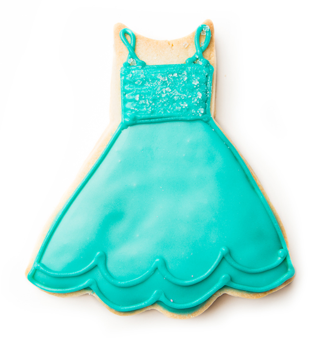 Teal Bridesmaid Dress Sugar Cookie | Blue Flour Bakery