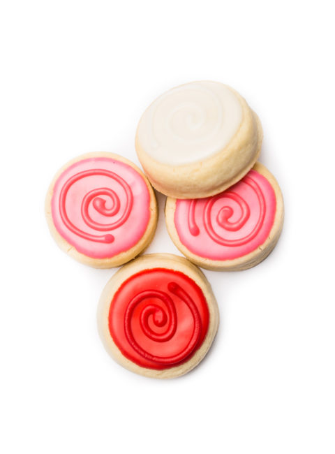 Pink White Red Mini Round Sugar Cookies| Blue Flour Bakery