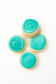 teal with teal mini round sugar cookies Blue Flour Cookies