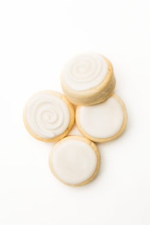white with white mini round sugar cookies Blue Flour Bakery
